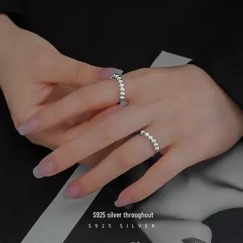 Кольцо на указательный палец Banyan Tree S925 Silver женское с круглыми бусинами и декомпрессией, тренд Adjustable opening серебряный