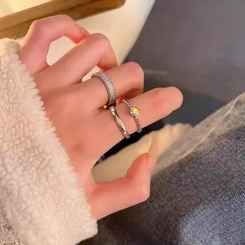 Кольцо на указательный палец с корейским лунным камнем — роскошный стиль, регулируемый, дизайн в стиле знаменитостей серебряный