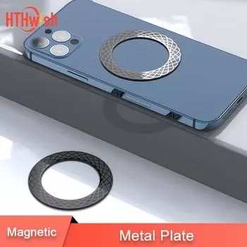 Кольцо-наклейка для Magsafe, беспроводная зарядка, магнитный автомобильный держатель для мобильного телефона, металлическая пластина для iphone 14 13 Pro Max 12 Mini чёрный