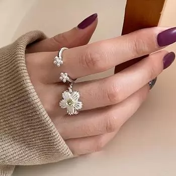 Кольцо Niche Afiligree Flower Opening Ring для женщин, дизайн, чувство уникальной индивидуальности, модный темперамент, универсальное кольцо