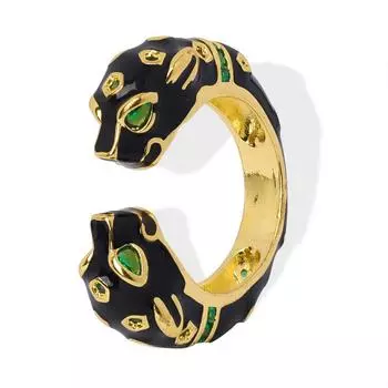 Кольцо Niche Animal Dripping Cheetah Open Ring Design Black Gold Adjustable Couple Ring Tide No. 7