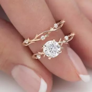 Кольцо Niche Branched Zircon, бриллиантовое кольцо для предложения руки и сердца, женское бриллиантовое обручальное кольцо No. 5 розового золота