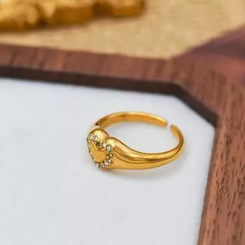 Кольцо Niche Design с инкрустацией из циркония, титана и стали, покрытое 18-каратным золотом, с индивидуальным дизайном No. 5 золотой