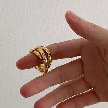 Кольцо Niche Design Sense с тремя кольцами, расположенными в шахматном порядке, с цветными бриллиантами, женское, легкое, роскошное, индивидуальное, модное, темпераментное, универсальное кольцо для поездок на работу