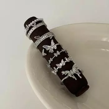 Кольцо Niche Design Sense Zircon Butterfly Open Ring для женщин с холодным ветром, изысканное, модное, индивидуальное, универсальное кольцо