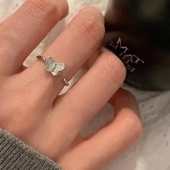 Кольцо Niche Design Sense Zircon Butterfly Open Ring для женщин, уникальная модная тенденция, элегантное универсальное кольцо