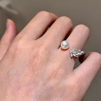 Кольцо Niche Design Sense Zircon Sparrow Plume Pearl Ring для женщин, легкое, роскошное, элегантное, модное, изысканное, индивидуальное, темпераментное кольцо