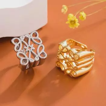 Кольцо Niche Gold Plated с геометрическим узором и полостью