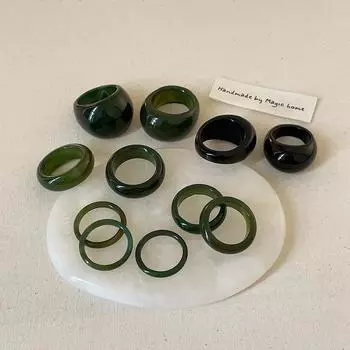 Кольцо Niche Light Luxury Natural Green Agate Ring для женщин в стиле ретро, уникальная индивидуальность, модный темперамент, элегантное универсальное кольцо