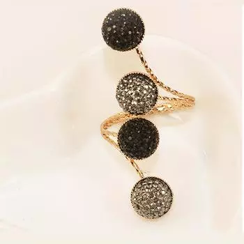 Кольцо-обертка в стиле хип-хоп, сверкающий дизайн в виде шара, подходит для мужчин и женщин, подходит для повседневных нарядов, аксессуар для вечеринок, регулируемое кольцо чёрный