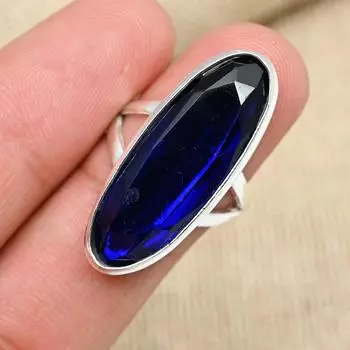 Кольцо обещания ручной работы из стерлингового серебра 925 пробы с синим сапфиром, созданное в лаборатории 4 синий