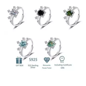 Кольцо обещания с муассанитом 1 карат, серебро 925 пробы, разные цвета на выбор, высококачественное обручальное кольцо с сертификатом и подарочной коробкой adjustable белый