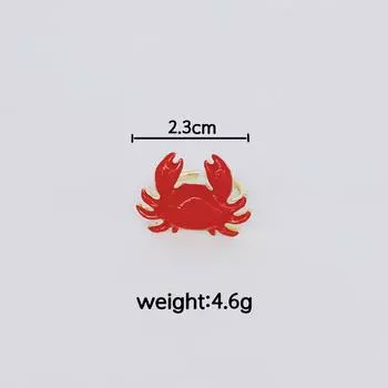 Кольцо Ocean Element Гавайский ветер Лето Красное капающее масло Маленькое кольцо с крабом Ниша