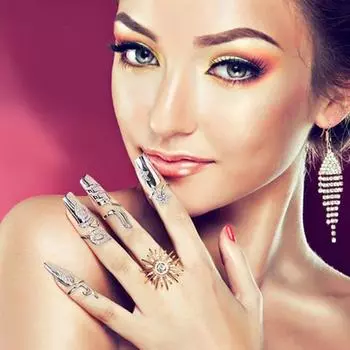 Кольцо Очаровательный Ниша Дизайн Цинк Цинковый Сплав Ногтей Защитные Модные Украшения Кольцо Для Женщин Кольцо Для Ногтей silver-A