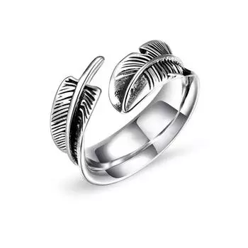 Кольцо-открывашка из титановой стали в форме пера, модные мужские украшения на палец (8 #) Size 8 (18.1mm/0.71in Inner Diameter)