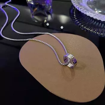 Кольцо Ожерелье Мужская Титановая Подвеска Хип-Хоп Украшения Женское Ожерелье серебряный