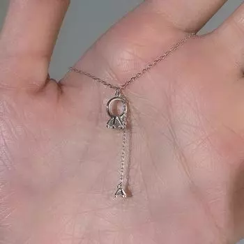 Кольцо ожерелье женское легкое роскошное дизайн циркониевая кисточка нержавеющая сталь ключичная цепочка летнее ожерелье