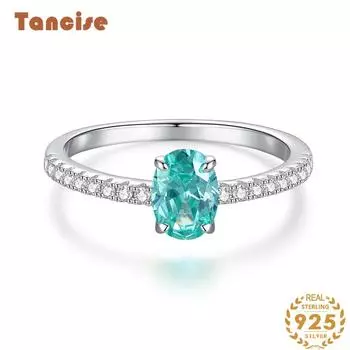 Кольцо Palaiba из стерлингового серебра S925, женское кольцо с высокоуглеродистым бриллиантом, ледяной цветок, режущее кольцо, маленький зеленый бриллиант Dane 5 синий
