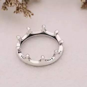 Кольцо Пан из стерлингового серебра 925 пробы, новое блестящее кольцо с короной для женщин, подарок на свадьбу, модные украшения 9