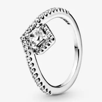 Кольцо Pan из стерлингового серебра 925 пробы сияющее квадратное кольцо с костью желаний для женщин, свадебный подарок на вечеринку, модные ювелирные изделия 5