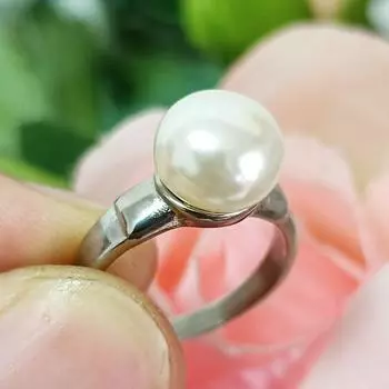 Кольцо Panjia из нержавеющей стали с жемчугом, модное женское кольцо, кольцо с жемчугом из титановой стали No. 7