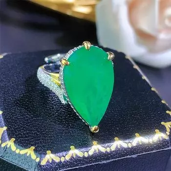 Кольцо Paraiba Zircon Open Emerald Simple Luxury Vintage изумрудный