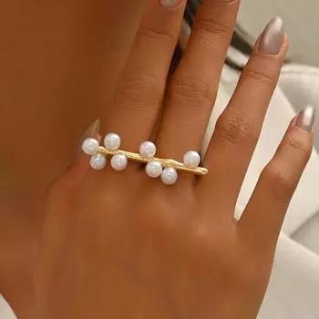 Кольцо парное «Леди ветра» геометрического дизайна с инкрустацией жемчугом, высококлассное, нишевое, универсальное, кольцо на указательный палец для женщины