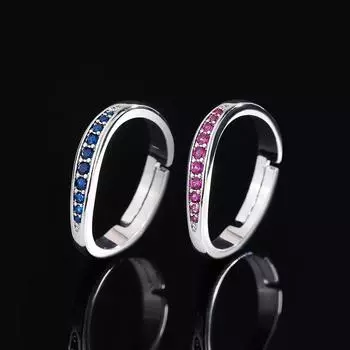 Кольцо Personality Tide Irregular для женщин, простое, с муассанитом, рядами, бриллиантами, регулируемое, цветное, с бриллиантами, кольцо на указательный палец, пятно красный