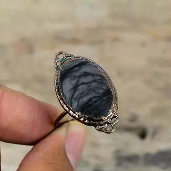 Кольцо Пикассо из яшмы, гальваническое медное кольцо, регулируемые кольца, гальваническое ювелирное изделие, кольцо ручной работы из настоящего драгоценного камня, медное ювелирное изделие, подарок для нее