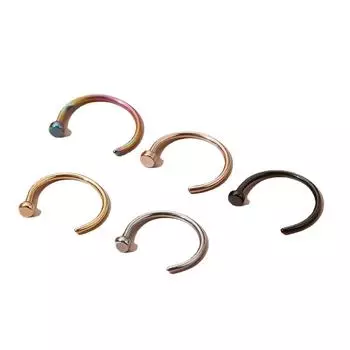 Кольцо-подкова из нержавеющей стали в форме стержня C-образной формы для прокола, гвоздь, U-образное кольцо для носа разноцветный