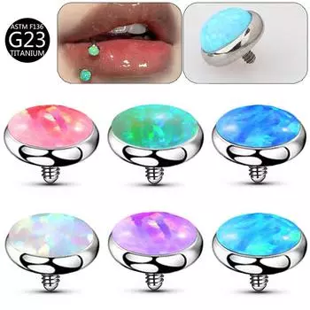 Кольцо-подкова из титанового сплава G23 с опалом для губ, бровей и ногтей