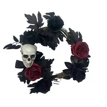 Кольцо-подвеска из виноградной лозы в виде скелета на Хэллоуин, подвесная композиция из ротанга, настенное украшение на Хэллоуин One Size