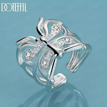 Кольцо-подвеска в виде бабочки из стерлингового серебра 925 пробы с цирконом класса ААА 5#-10#