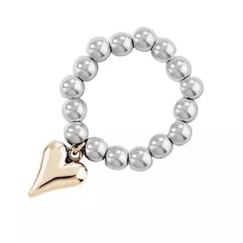 Кольцо-подвеска в виде сердца с эластичной веревкой и круглыми бусинами ручной работы из нержавеющей стали, аксессуар для вечеринок для женщин золотой