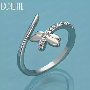 Кольцо-подвеска в виде стрекозы из стерлингового серебра 925 пробы с цирконом класса ААА, свадебное украшение 5#-10#