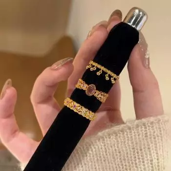 Кольцо-погремушка с имитацией древнего аметиста, женское, легкое, роскошное, высокого класса, нишевое, уникальное, изысканное, модное, универсальное кольцо