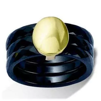 Кольцо Позолота Хореография черная керамика золото - 11 00