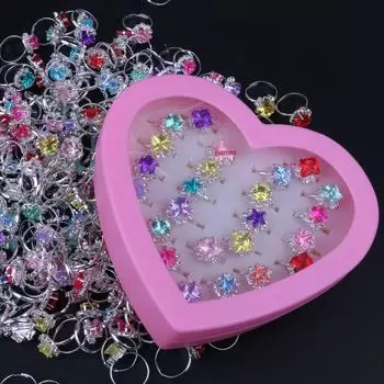 Кольцо принцессы с разноцветными кристаллами для девочек single diamond