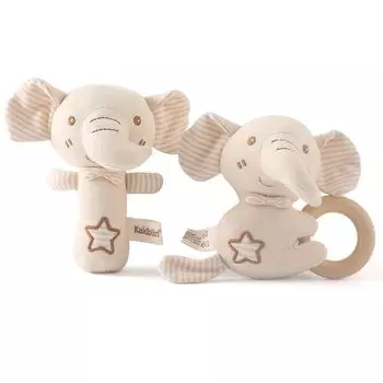 Кольцо Promise Babe, погремушка, игрушка-слон, слоненок, тканевая игрушка, органический хлопок, детский подарок, развивающая игрушка, подарок для новорожденных детей