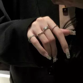 Кольцо простое женское новогоднее Tide Niche Design High-End цепочка с регулируемым отверстием для указательного пальца