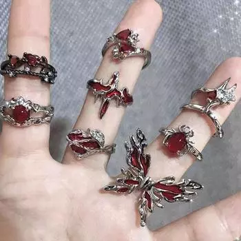 Кольцо Punk Cross Butterfly Open Ring - унисекс, мода, милая, горячая девушка, европейский, американский стиль Adjustable