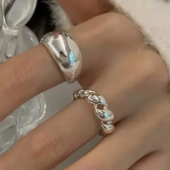 Кольцо Регулируется Поворот Нестандартная форма Гальваника Глянец Нарядное Гипоаллергенный Цвет Геометрический принт серебряный