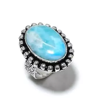 Кольцо Republic Larimar Gemstone Handmade из стерлингового серебра 925 пробы, размер 7,5, w3U88