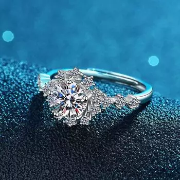 Кольцо Rich Flower из стерлингового серебра S925, женское кольцо с бриллиантом Tide в один карат, открытое кольцо для вечеринок opening adjustable