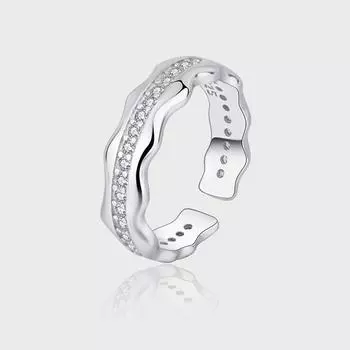 Кольцо River Ring S925 Sterling Silver Female с инкрустацией из циркония, открывающее нишу, модные элементы тренда