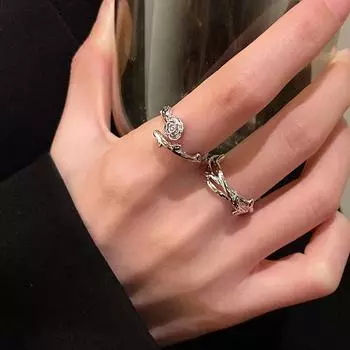 Кольцо «Роза шипов» для женщин, нишевый дизайн, модное, индивидуальное, регулируемое, открывающееся кольцо на указательный палец, набор колец