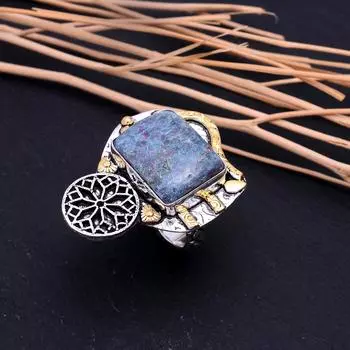 Кольцо Ruby Fuchsite Lab-Created из стерлингового серебра 925 пробы в двух тонах, размер 10 M2M03