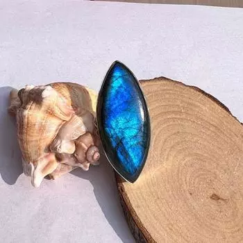 Кольцо ручной работы из цельного серебра 925 пробы с драгоценным камнем лабрадоритом, эффектное женское кольцо, подарок для нее. синий