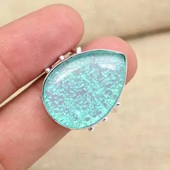 Кольцо ручной работы из чистого серебра 925 пробы с синим тройным опалом. Потрясающие ювелирные изделия из драгоценных камней. 4 синий