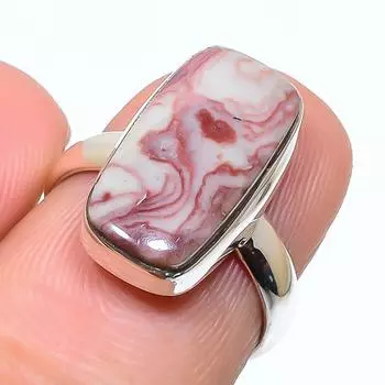 Кольцо ручной работы из чистого серебра 925 пробы с натуральным драгоценным камнем Rosetta Jasper S.6 G2q90